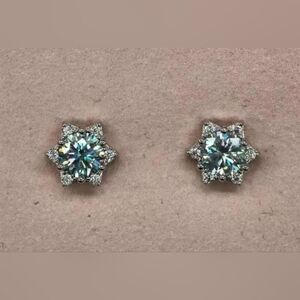 Blue Green Moissanite Earrings
